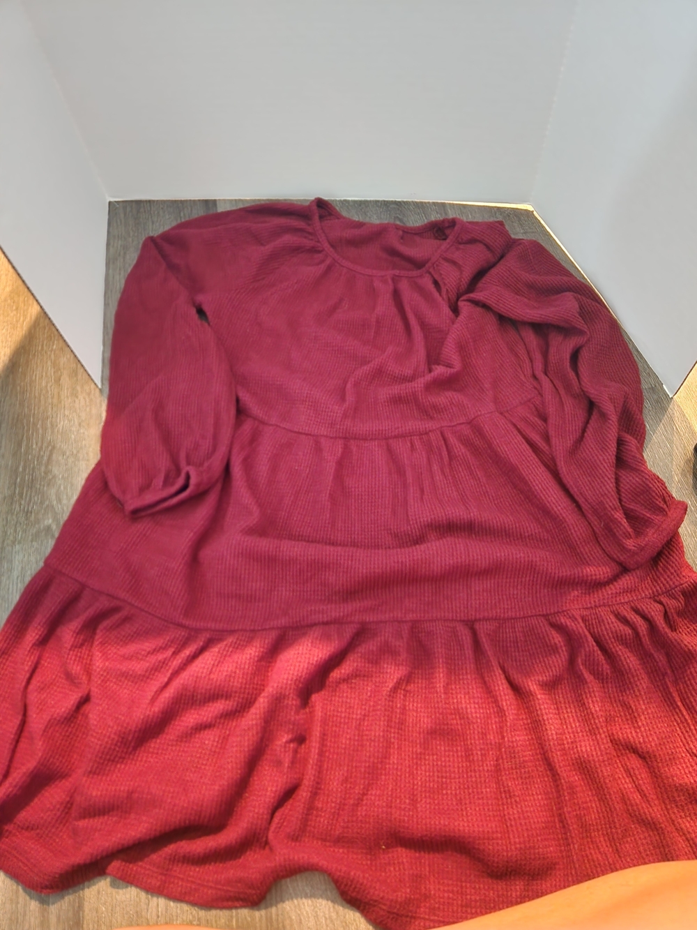 Cat & Jack Burgundy Long-Sleeve Tiered Knit Dress Girls Xl